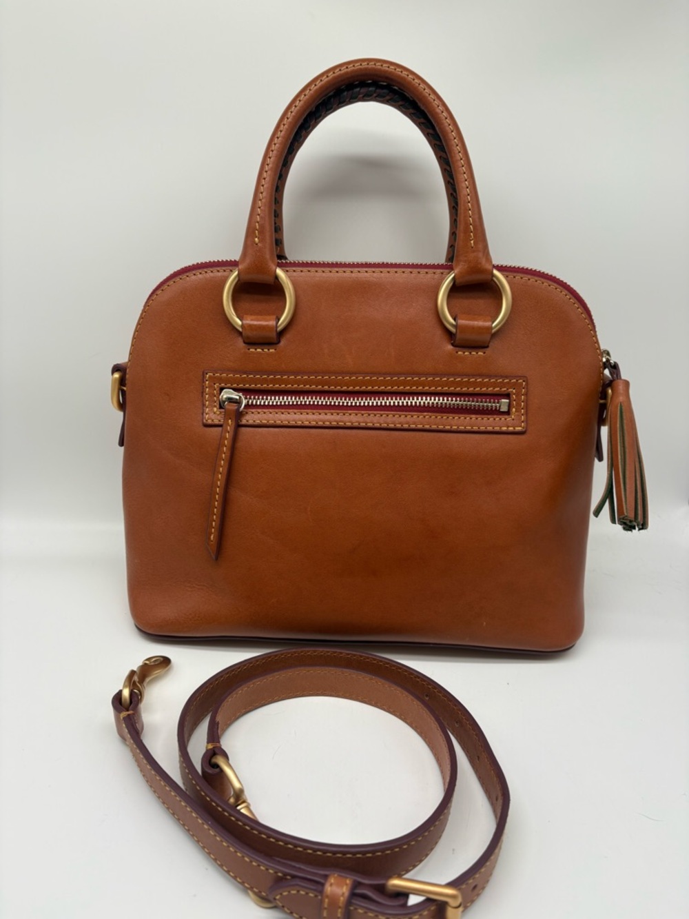 Dooney & Bourke Florentine Leather Dome Satchel in Color Natural - Picture 4 of 6